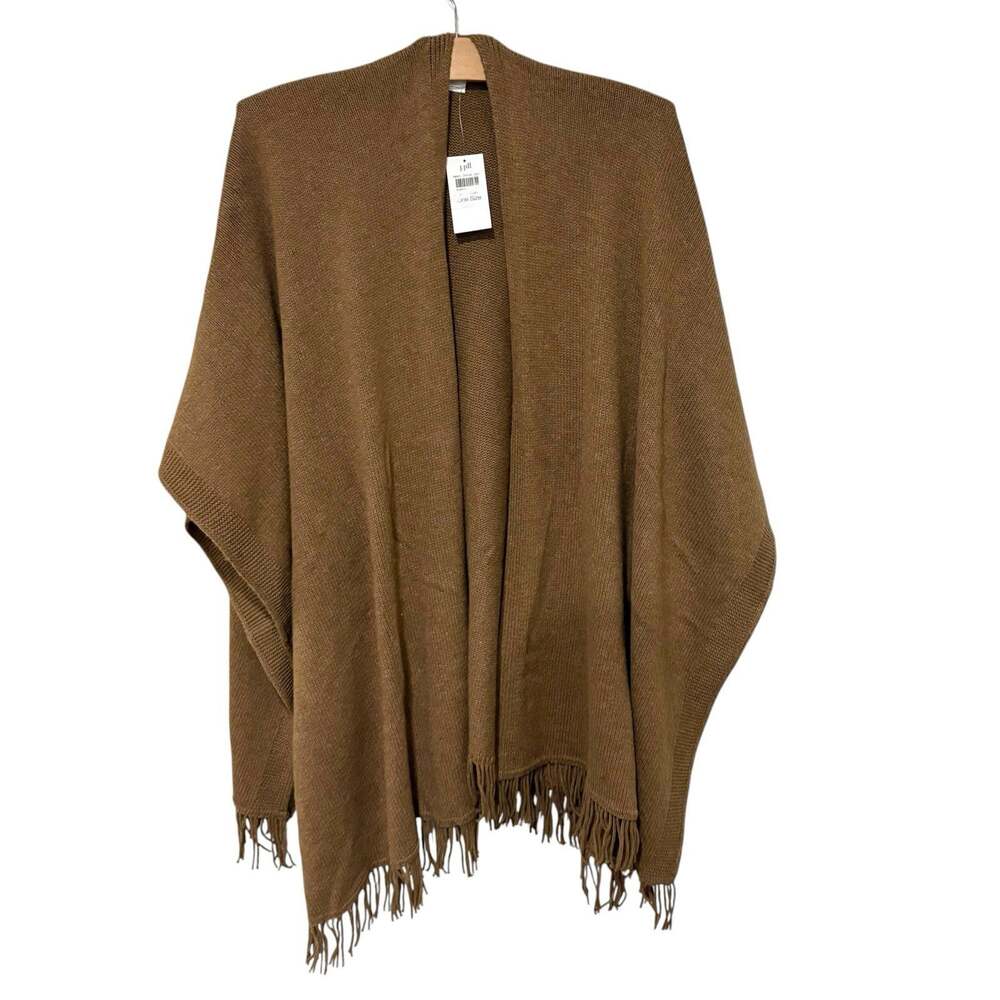 J. Jill | Sweater Wrap Shawl Neutral Minimalist Quiet Luxury NWT Fringe One Size